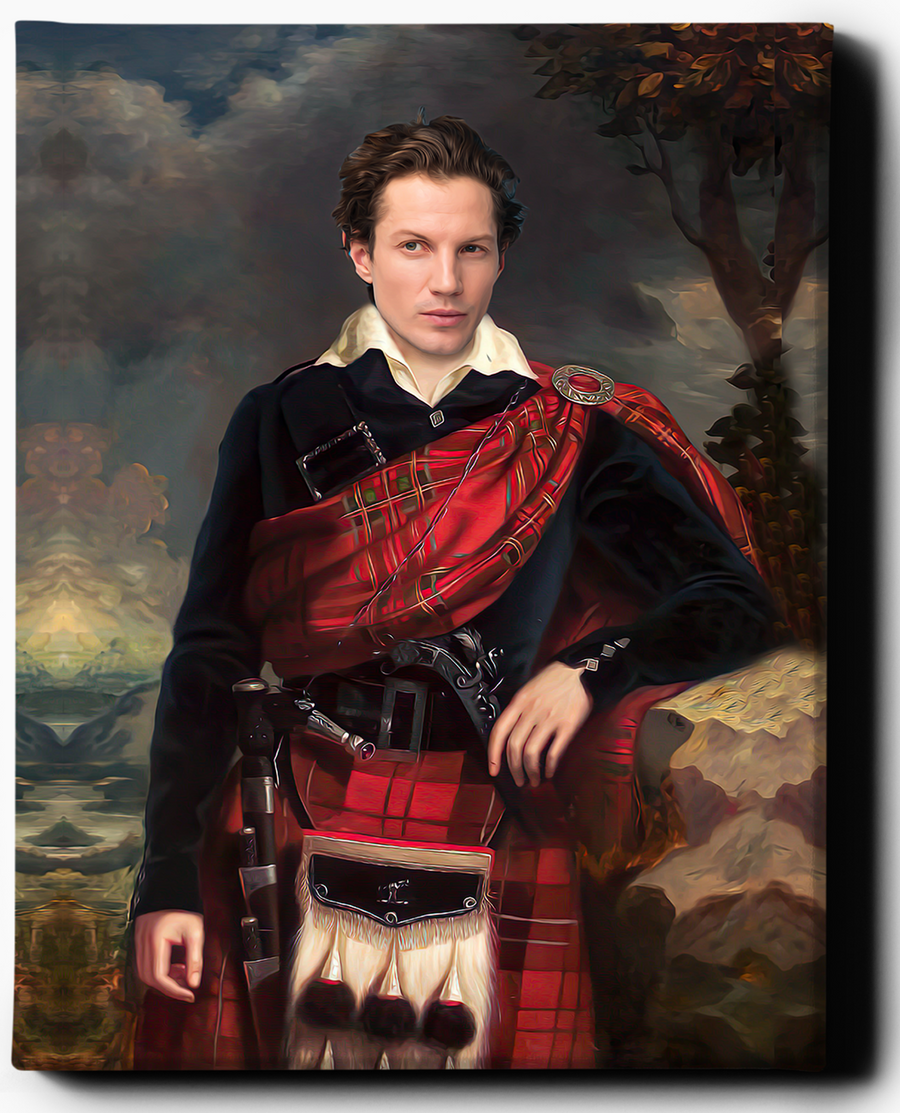Custom Scottish Royal Portraits | The Highlander II | Custom Gift For Him - Regal Pawtraits