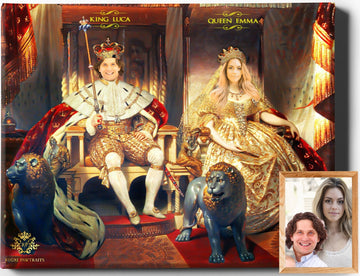 Custom Royal Portraits | King & Queen Portrait | Custom Gift For Couples - Regal Pawtraits
