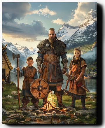 The Viking Chieftains: Guardians of the Fjord | Custom Family Portraits | Regal Pawtraits