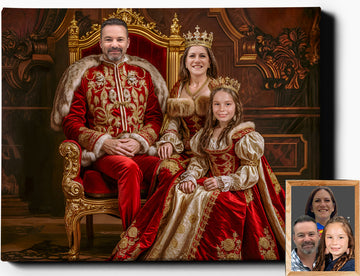 The Crimson Monarchs: Guardians of the Throne | Custom Family Portraits | Regal Pawtraits