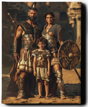 The Gladiator Family: Victors of Valor | Custom Family Portraits | Custom Royal Portraits