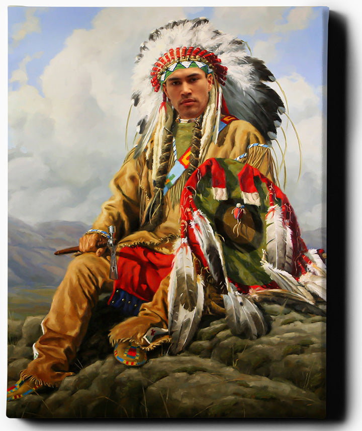 Native American Chief II | Custom Royal Portrait | Custom Gift For Him - Regal Pawtraits