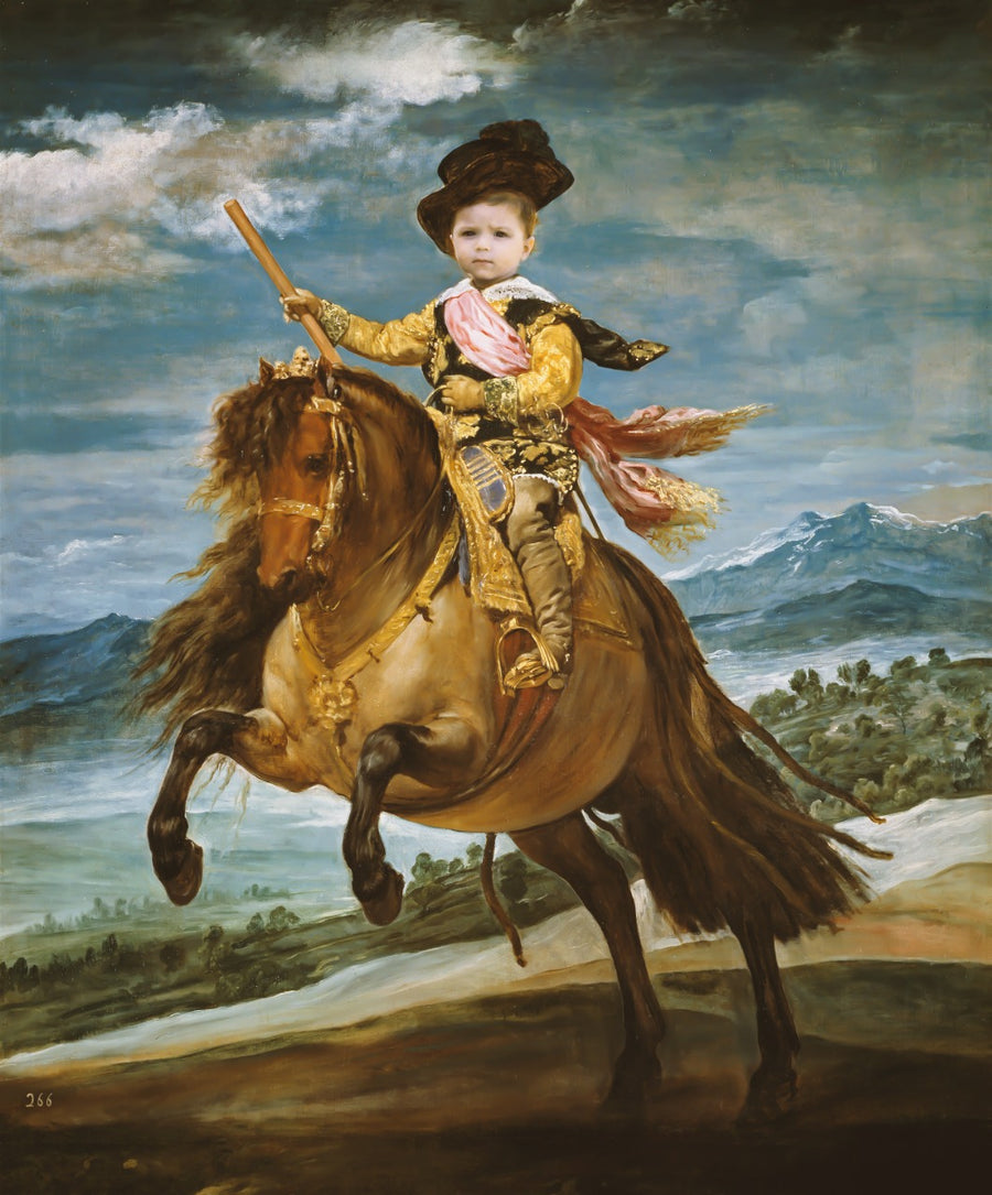 LITTLE HORSEMAN | CUSTOM KID RENAISSANCE PORTRAIT | CUSTOM GIFT FOR HIM - Regal Pawtraits