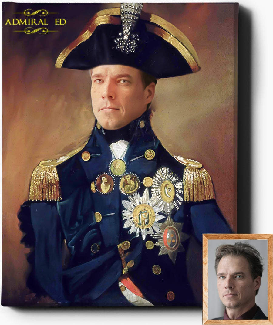 Custom Royal Portraits | Royal Admiral | Custom Gift For Him - Regal Pawtraits