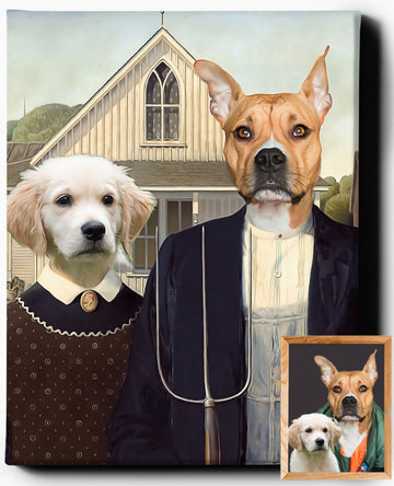Custom Pet Portrait | American Gothic | Regal Pawtraits - Regal Pawtraits