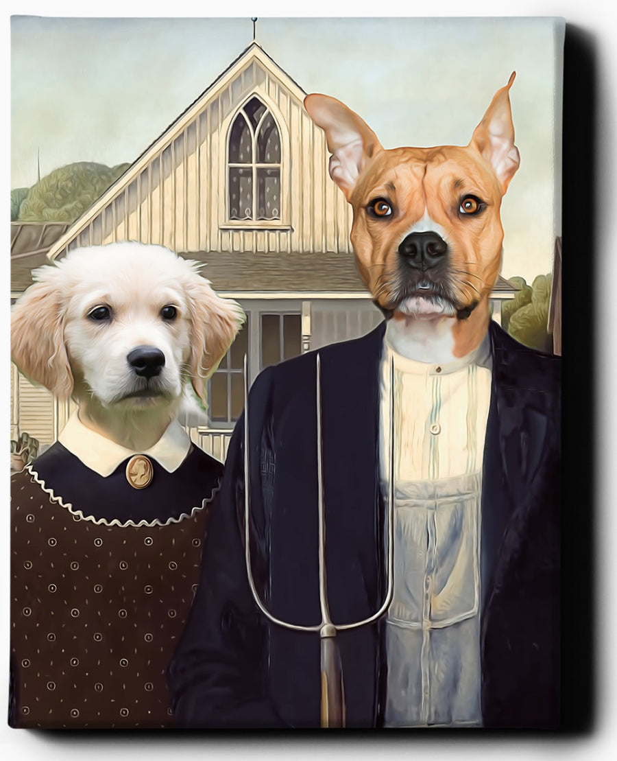 Custom Pet Portrait | American Gothic | Regal Pawtraits - Regal Pawtraits