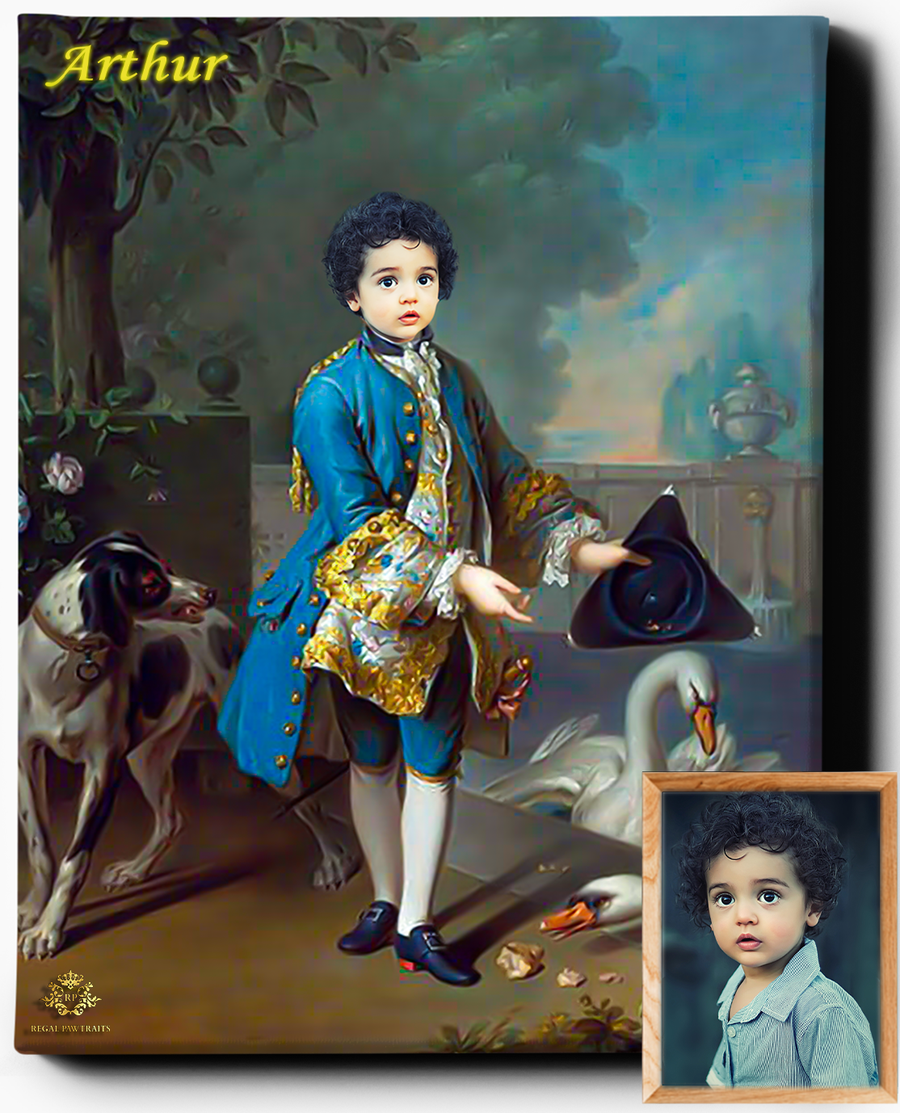 Little Royal Lord | Custom Royal Portraits | Custom Gift for Kids - Regal Pawtraits