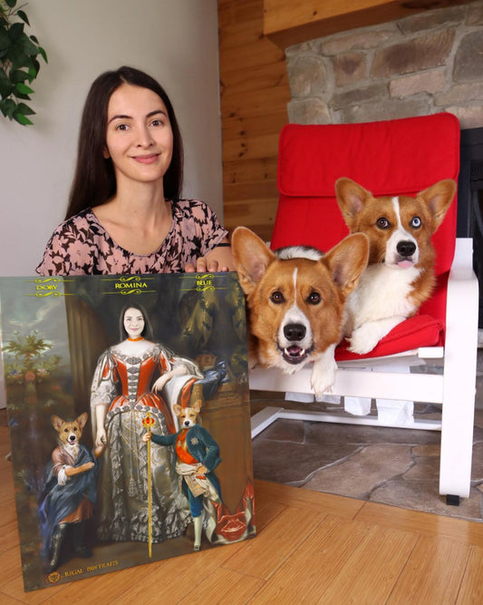 THE QUEEN AND VAN DOGHS | CUSTOM PET PORTRAIT | REGAL PAWTRAITS - Regal Pawtraits