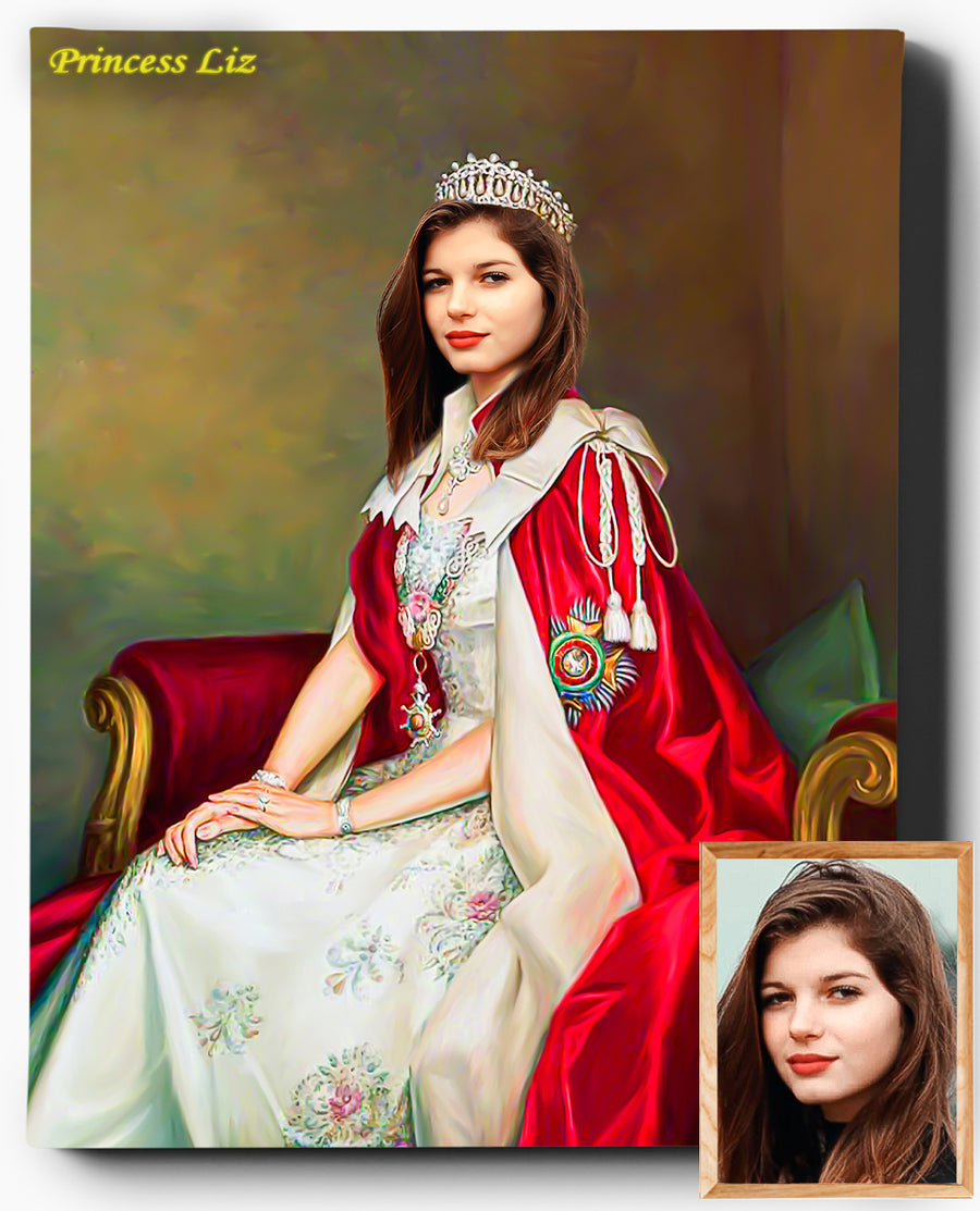 Custom Royal Portraits | The Princess III | Custom Gift For Her - Regal Pawtraits