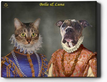 Custom Pet Portrait | Two Queens | Custom Royal Portraits - Regal Pawtraits