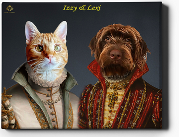 Custom Pet Portrait | Two Queens II | Custom Royal Portraits - Regal Pawtraits