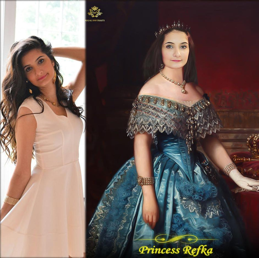 Custom Royal Portraits | The Royal Princess | Custom Gift For Her - Regal Pawtraits
