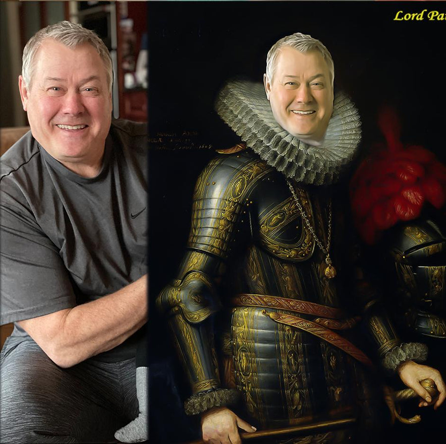 Custom Royal Portraits | The Knight II | Custom Gift For Him - Regal Pawtraits