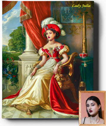 Custom Royal Portraits | The Regal Queen II | Custom Gift For Her - Regal Pawtraits