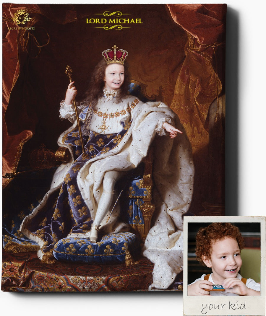 LITTLE KING | CUSTOM KID RENAISSANCE PORTRAIT | CUSTOM GIFT FOR HIM - Regal Pawtraits