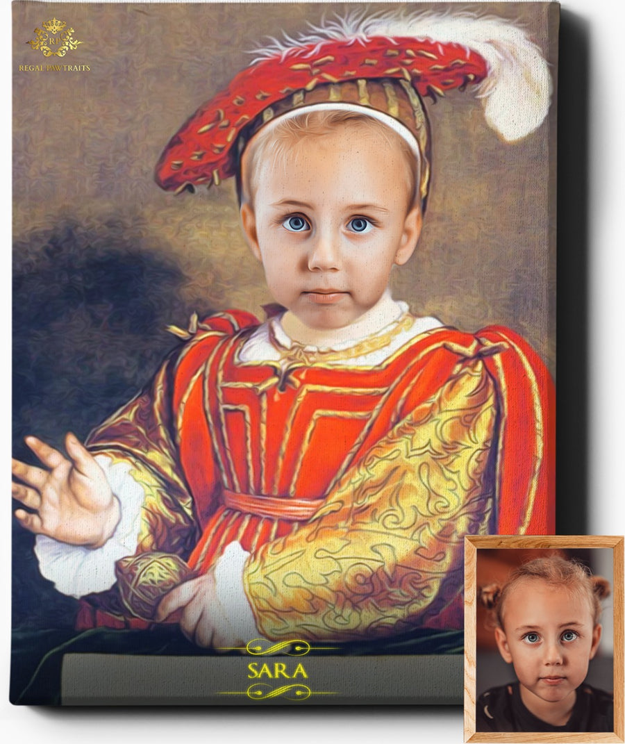 The Little One | Custom Royal Portraits | Custom Gift for Kids - Regal Pawtraits