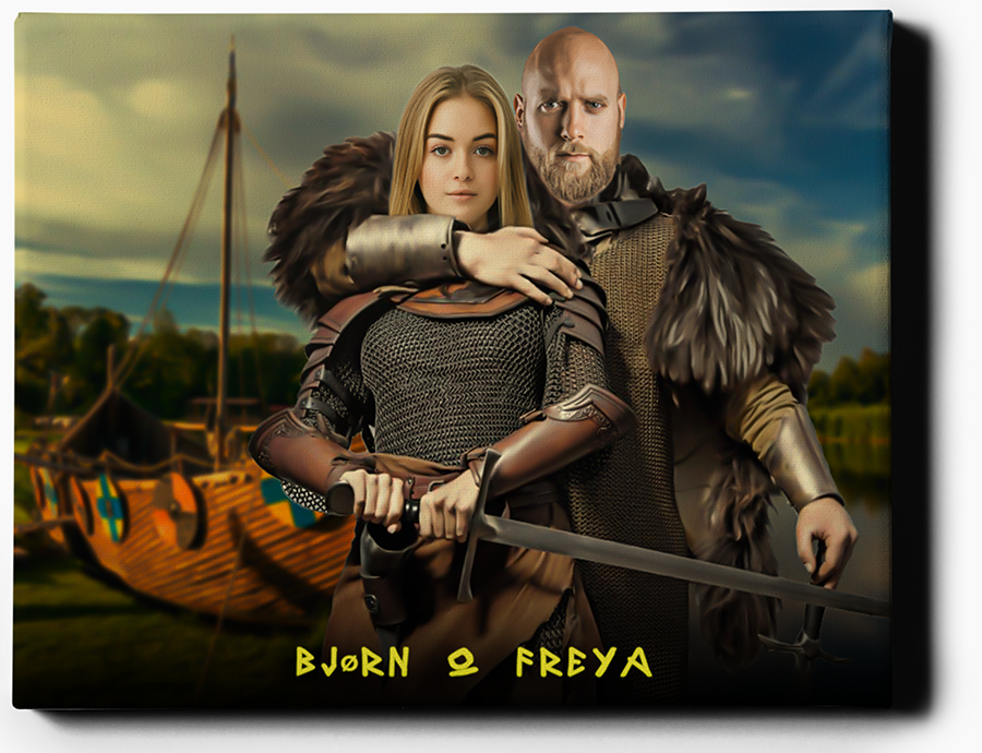 Viking Couple | Custom Viking Portraits | Regal Pawtraits - Regal Pawtraits