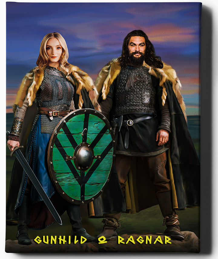 Viking Couple II | Custom Viking Portraits | Regal Pawtraits - Regal Pawtraits