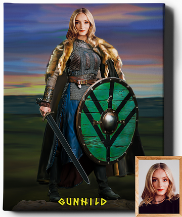 Viking Warrior Lady II - Custom Viking Portrait - Regal Pawtraits