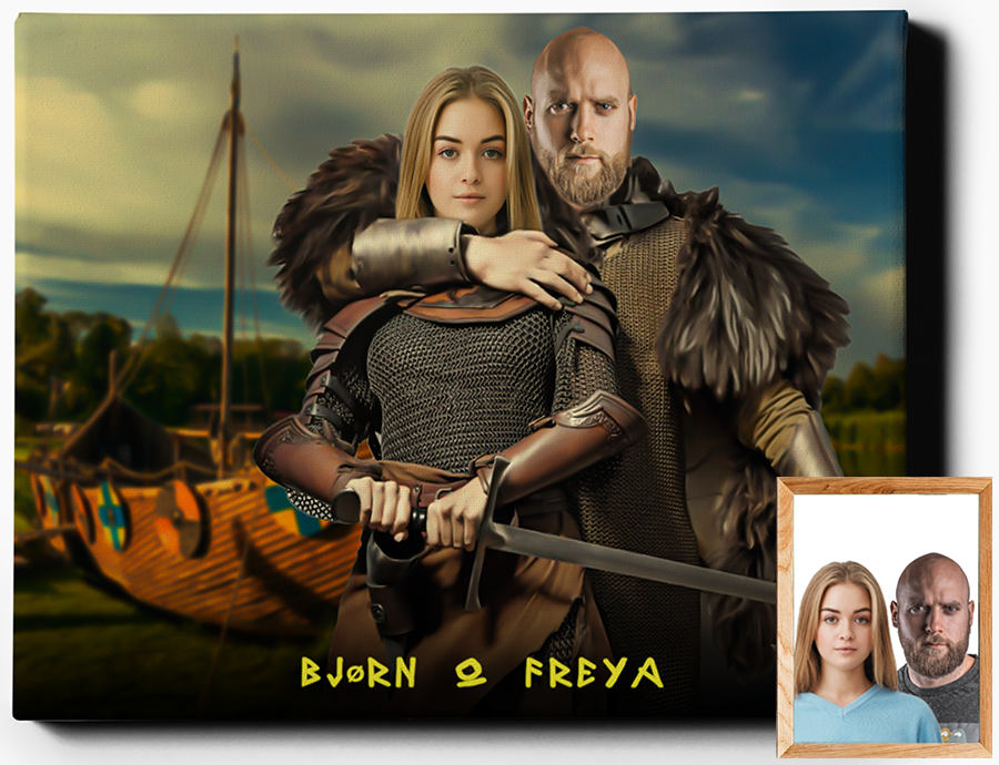 Viking Couple | Custom Viking Portraits | Regal Pawtraits