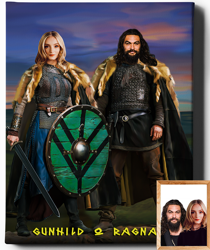 Viking Couple II | Custom Viking Portraits | Regal Pawtraits - Regal Pawtraits