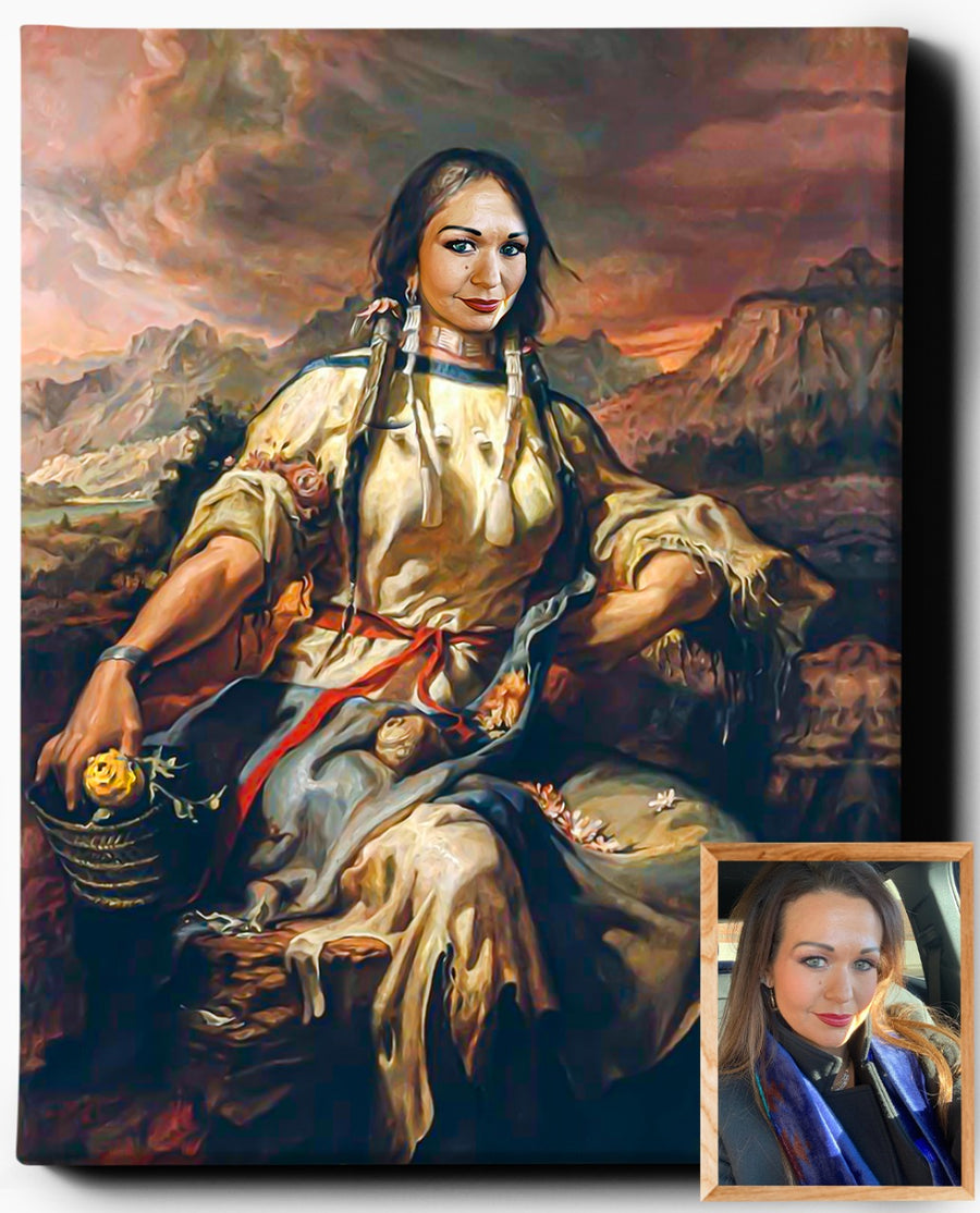 The Native American | Custom Royal Portraits | Custom Gift for Her - Regal Pawtraits