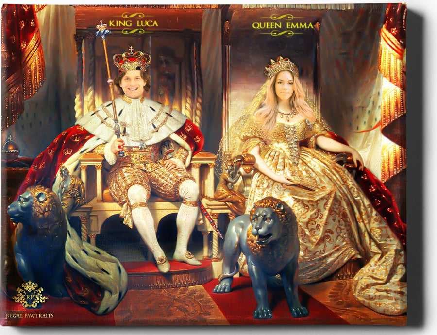 Custom Royal Portraits | King & Queen Portrait | Custom Gift For Couples - Regal Pawtraits