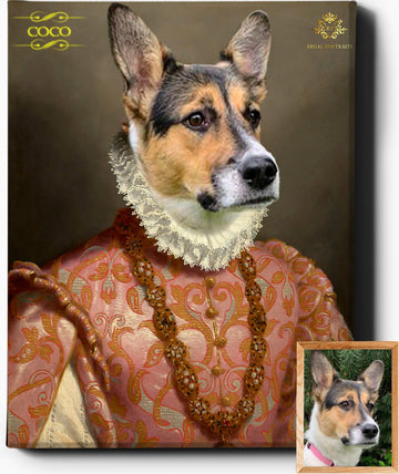 Custom Pet Portrait | The Viscountess II | Custom Royal Portraits - Regal Pawtraits